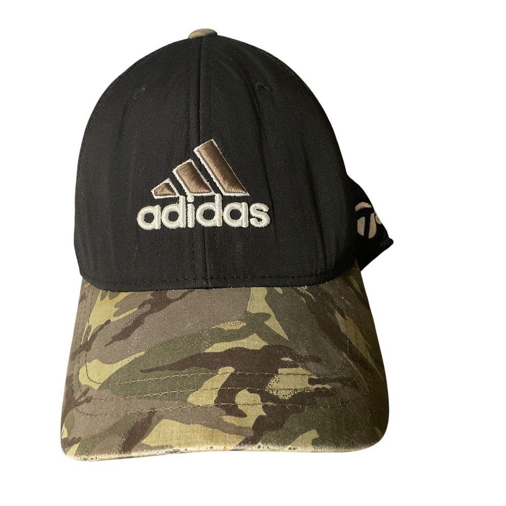 Adidas Men Hat S/M Black Camo Polyester Spandex Mesh Flexfit TaylorMade Golf Cap